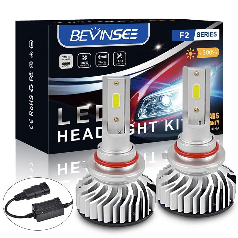 Bevinsee 9005 HB3 High Beam 50W White lamps IP68 6000LM 6000K LED Headlight Bulbs For Ford Taurus 13-18