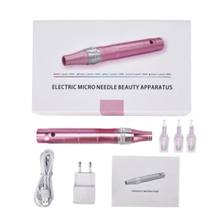 Rechargeable professional dermapen electric derma pen stamp vibrating derma roller pen used serum microneedle beauty