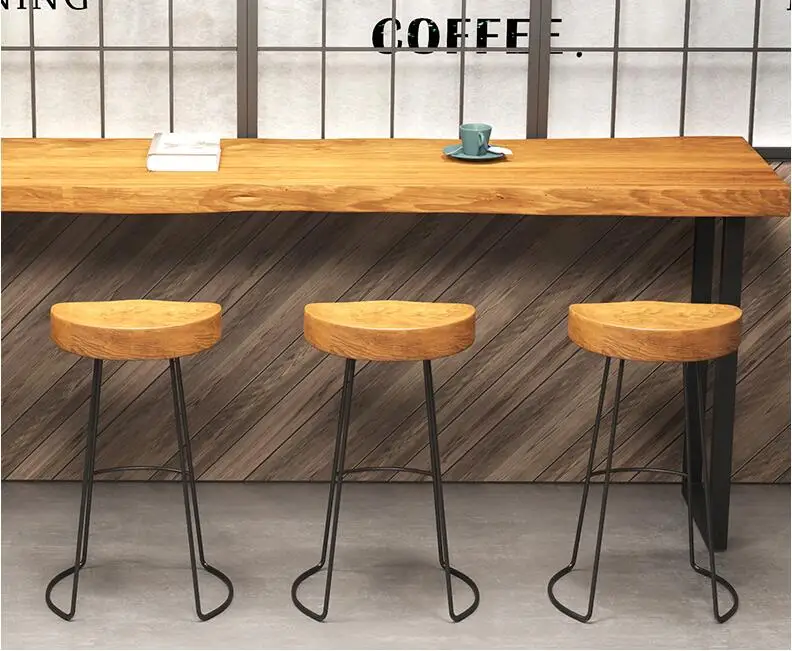 Hot Sale China Simple bar table and chair combination of modern simple iron art solid wood living room bar casual high table