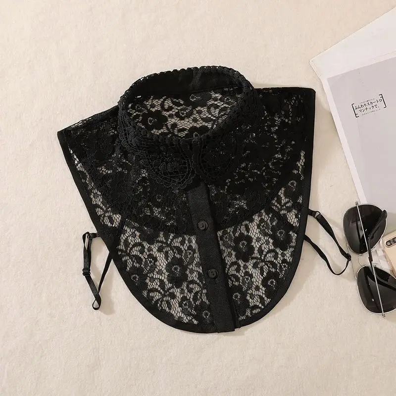 cheap  lace black floral see through decoration collar