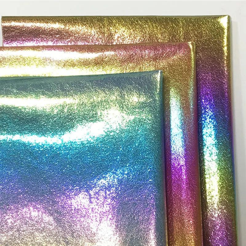 Rainbow Burst Pattern Design PU Synthetic Leather Glossy Neon Colors Leatherette Fabric for Bags/Shoe/Backpack/Textile Accessory