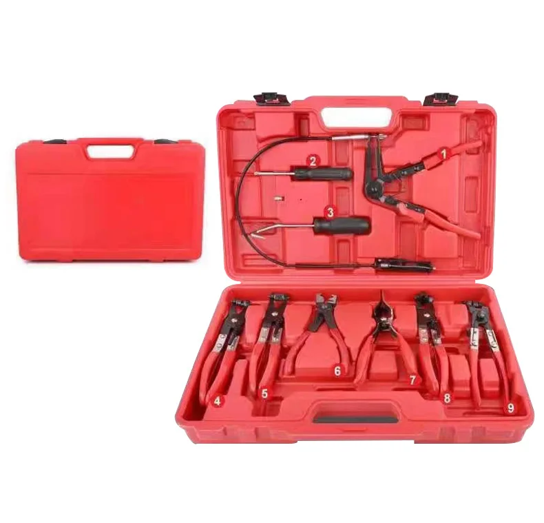 Car water pipe caliper 9 pieces casing bundle clamp straight throat type tool set