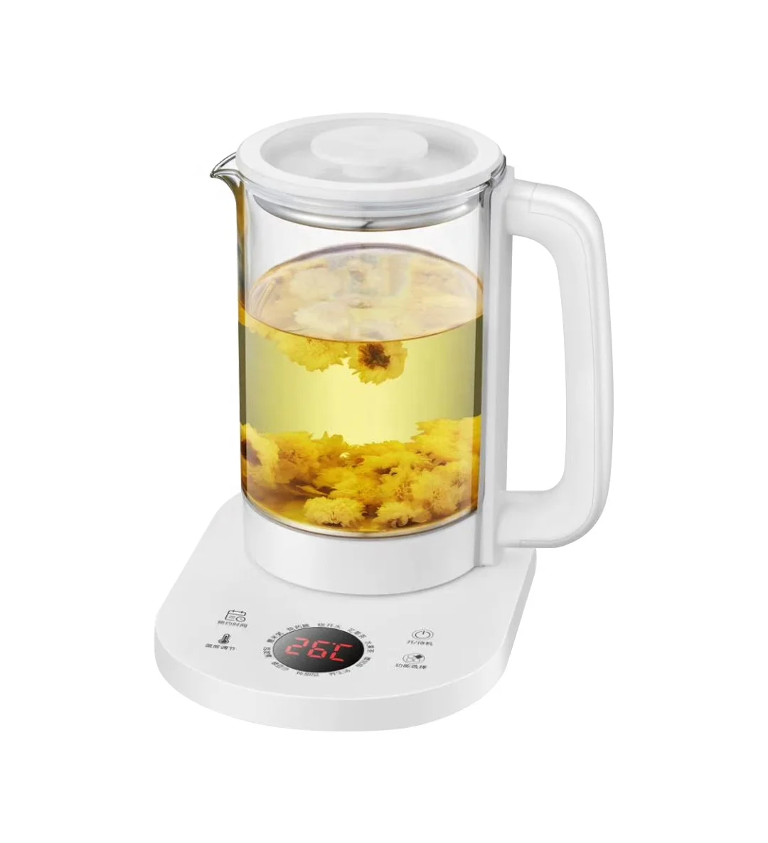 
New arrival 1.5L multifuction glass kettle digital glass kettle with 10 cooking function electric glass health pot 