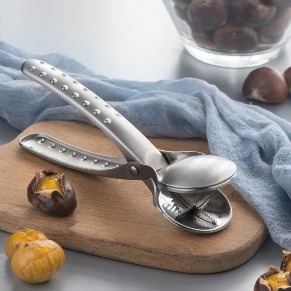 Chestnut Clip Peeler Nut cracker Pecan Walnut Plier Opener 304 Stainless Steel Kitchen Tools with 2 Picks