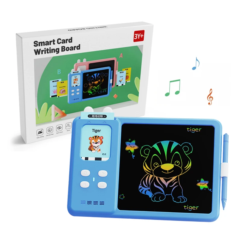 2 in 1 Educational Toys Sight Drawing Board Flash Card Machine, LCD Writing Tablet, English Talking Flash Card