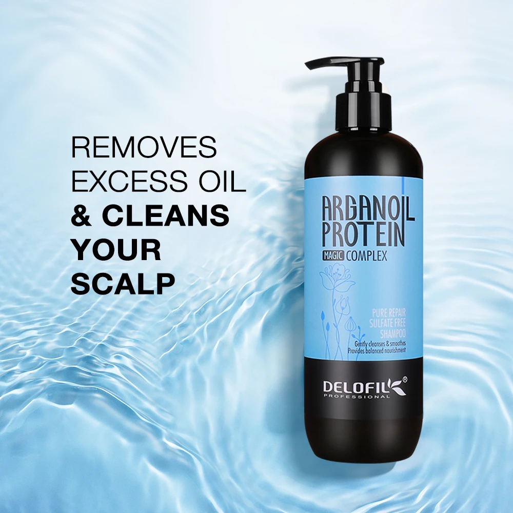 Private Label Delofil Protein Pure Repair Sulfate Free Shampoo Deep Cleansing Argan Oil Hair Shampoo