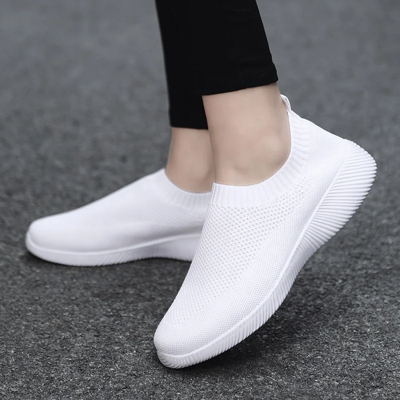 Women Vulcanized Shoes High Quality Women Sneakers Slip On Flats Shoes Women Loafers Plus Size 43 Walking Flat