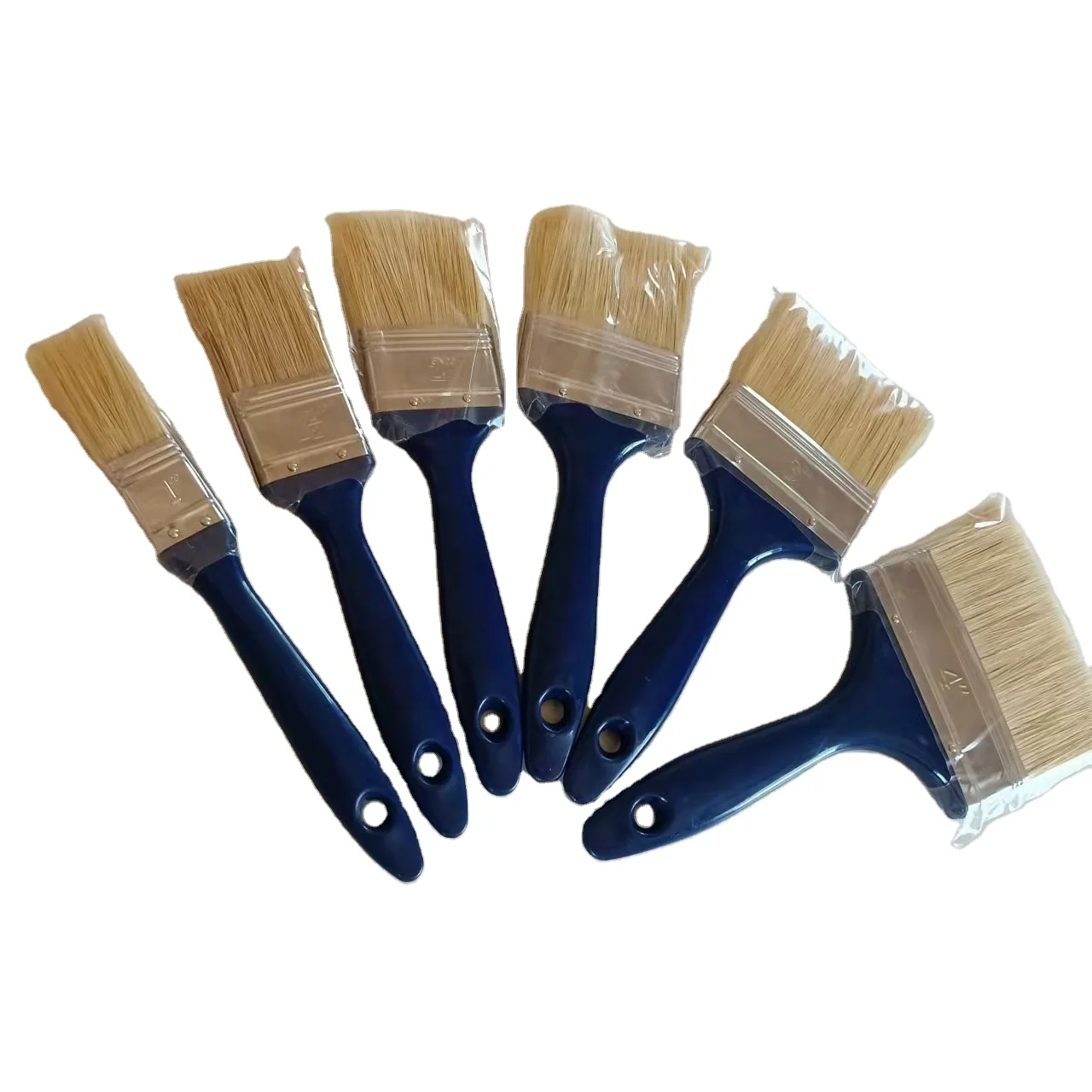 Painting Brush With flat  plastic  handle and  bristle and filament Synthetic mixed