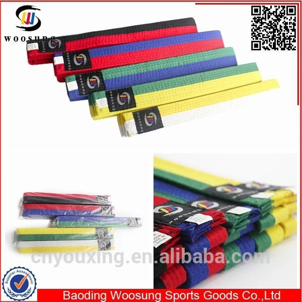 Woosung Sample Free Shipping Colorful Durable Martial Arts Equipment Karate/bjj/taekwondo Belt for