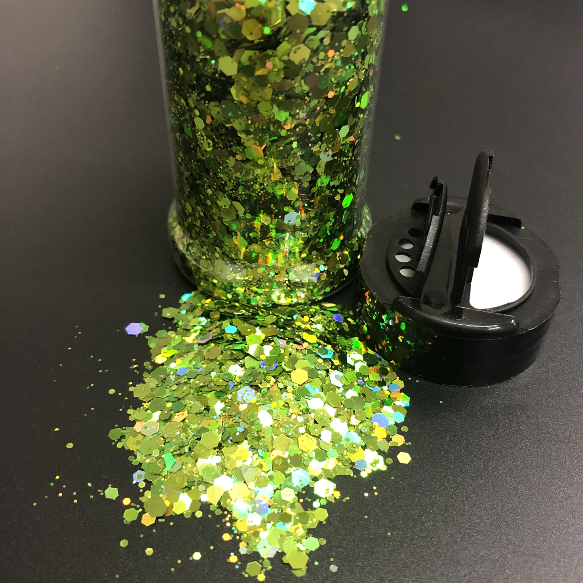 Top Sale Bulk 24 Colors Polyester Holographic Chunky Mix Cosmetic Nails Glitter In Shaker