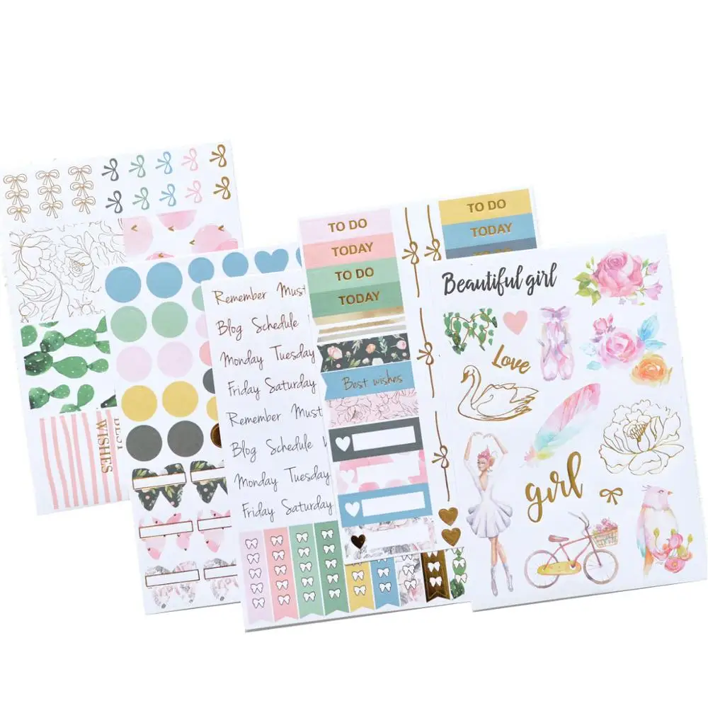 
Month Daily Weekly Planner Stickers set with foil for decorative scrapbook 