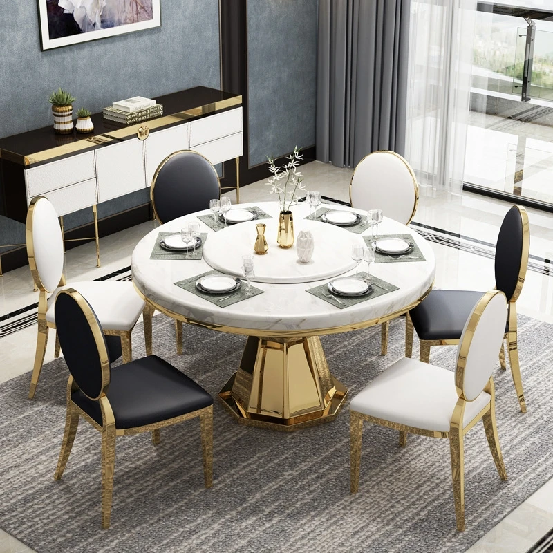 gold leg designs luxury modern round marble top dining room furniture tables set