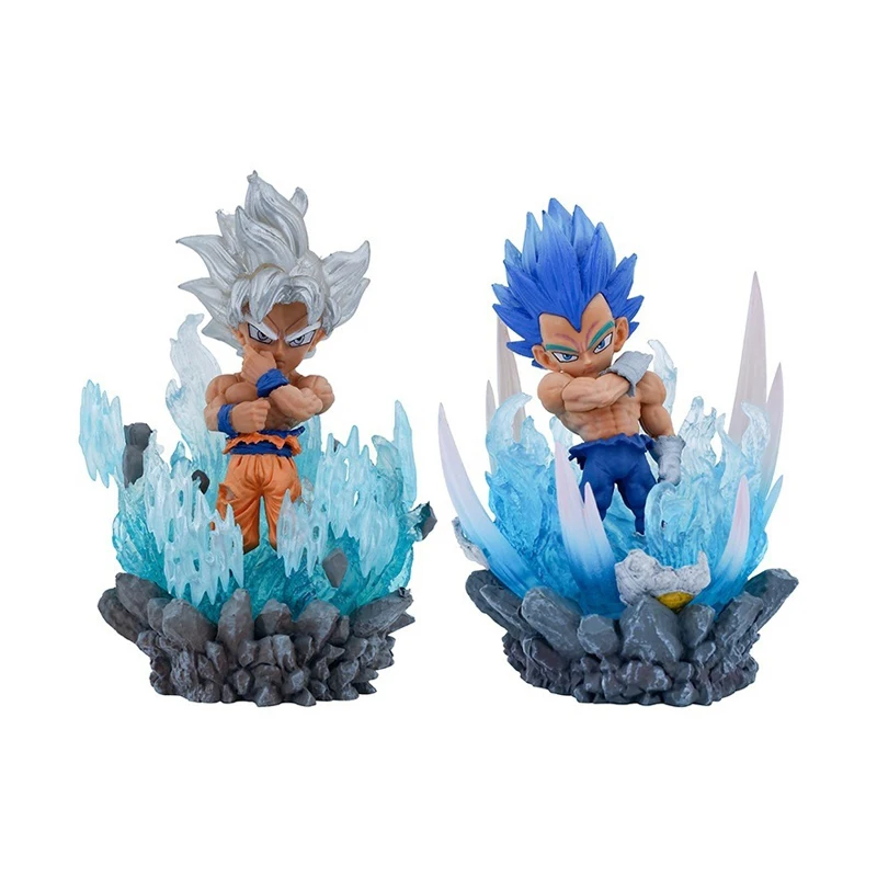 10 см аниме DBZ Супер синие волосы saiyan Vegeta и белые Goku фигурка с подсветкой ПВХ модель игрушки