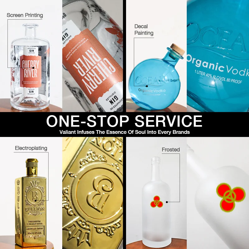 Hot Sale 500ml Clear Glass Wine Bottles Custom Regular Screw Mouth Spirit Glass Bottle round Shape Cork Sealing Decal Packaging