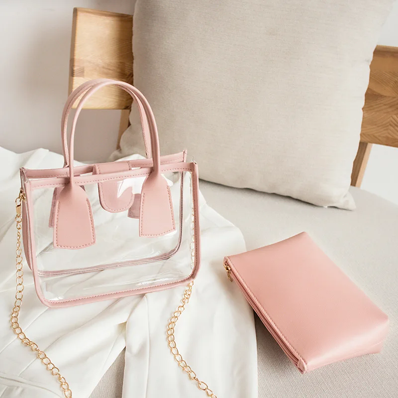 Fashion Women Chain Crossbody Hand Bags Summer Transparent Beach Jelly Shoulder Bag Purse
