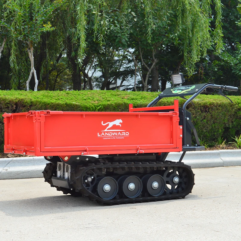 LANDWARD Wholesale Cheap Mini Electric Battery Transporter Portable All Terrain Skid Steer Rubber Track Truck Mini Dump Truck