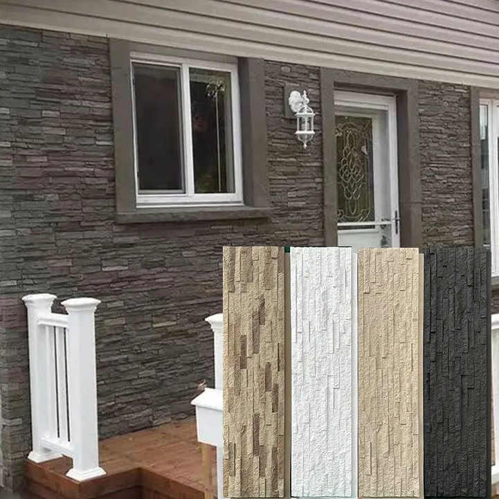 Wholesales White Sandstone Polyurethane Pu Mushroom Stone Panel Insulating Lightweight Faux Siding Panel For Outdoor Wall Decor