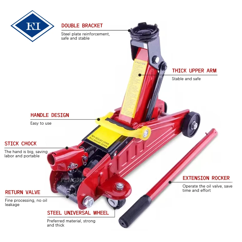 Steel High Quality 2 or 3 Ton Adjustable Fast Lifting Car Hydraulic Trolley Steel Jack Car Floor Jack Scissor Jack For Workshop