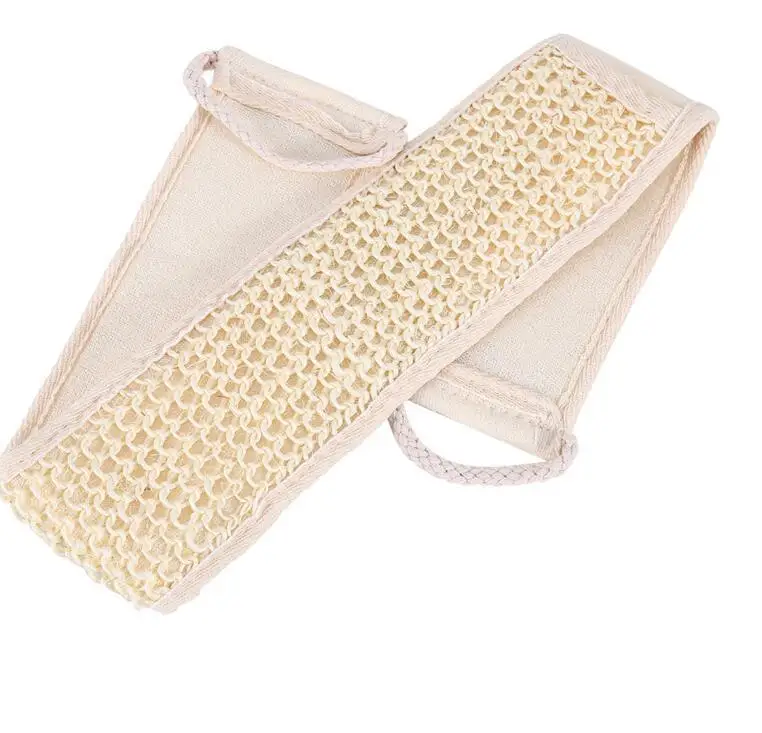 Bath Body Cleaning Scrubbing Strap Bath Belt Luffa Back Scrubber Double Side Exfoliating Loofah Scrub Strap With Handles