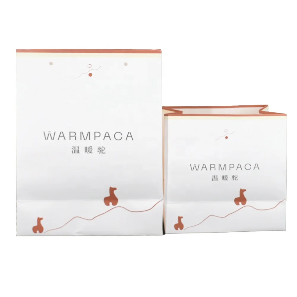 Personalised wholesale paperbag packaging boutique custom shopping gift white kraft paper bag with your own logo