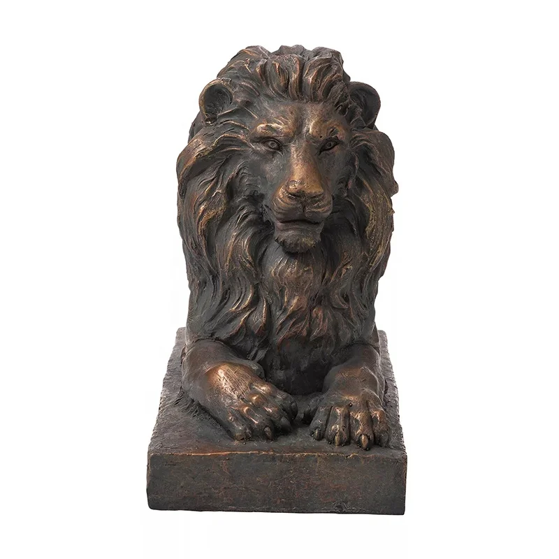 Life Size Resin Lion Sculpture Brass Outdoor Decoration Guardian Lion Statue For Sale