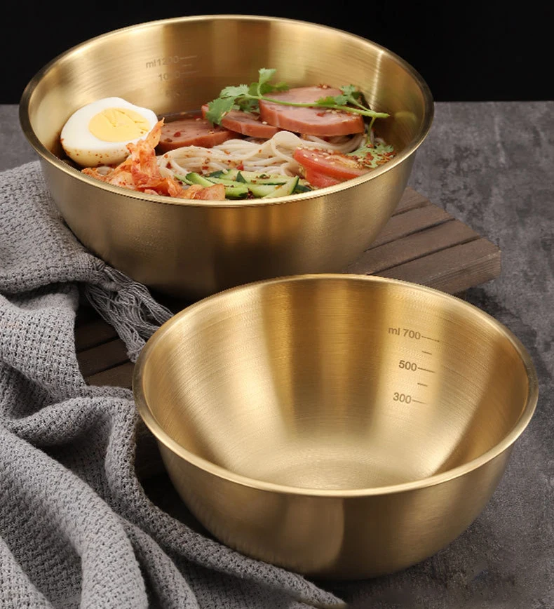 Kitchen Utensils Stainless Steel Mixing Bowl Salad Bowl Cold Noodles Soup Bowl With Measurement For Baking