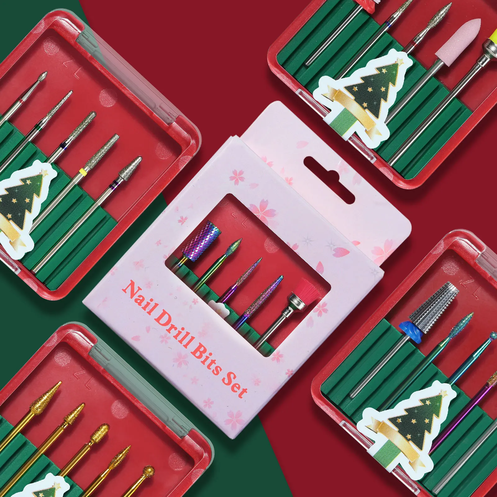 
New Christmas Polishing Head Nail Removal 5 Pcs/ set Manicure Nail Art Tools Tungsten Steel Nail Drill Bits Set 