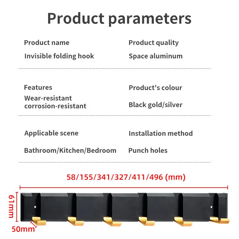 Zuogang Modern Wall Mounted Key Coat Hat Metal Hooks Rack Aluminum Alloy Hooks & Rails decorative wallhooks Folding clothes hook