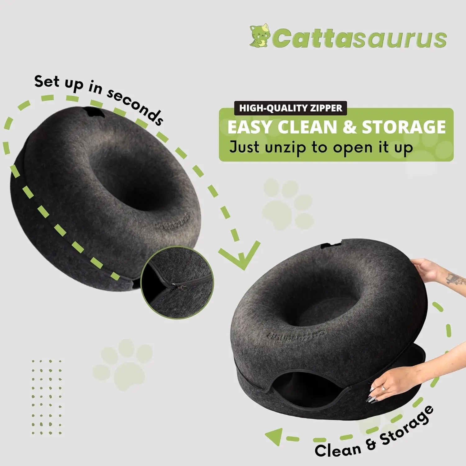 Cat Cave for Multiple Cats & Large Cats for Indoor Cats, Cat Tunnel Bed, Scratch Detachable & Washable Tunnel Cat Bed