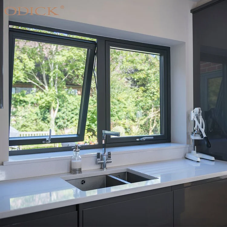 Modern Design Hurricane Proof Aluminum Hung Window Thermal Break Double Glazed Awning Windows For Villa House