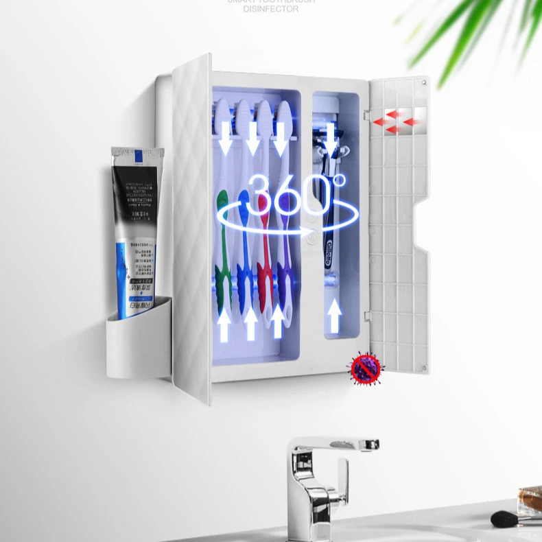 Latest styles Toothbrush Holder Sterilizer Toothpaste Dispenser Wall Mount automatic toothbrush With Toothpaste Squeezer Holder