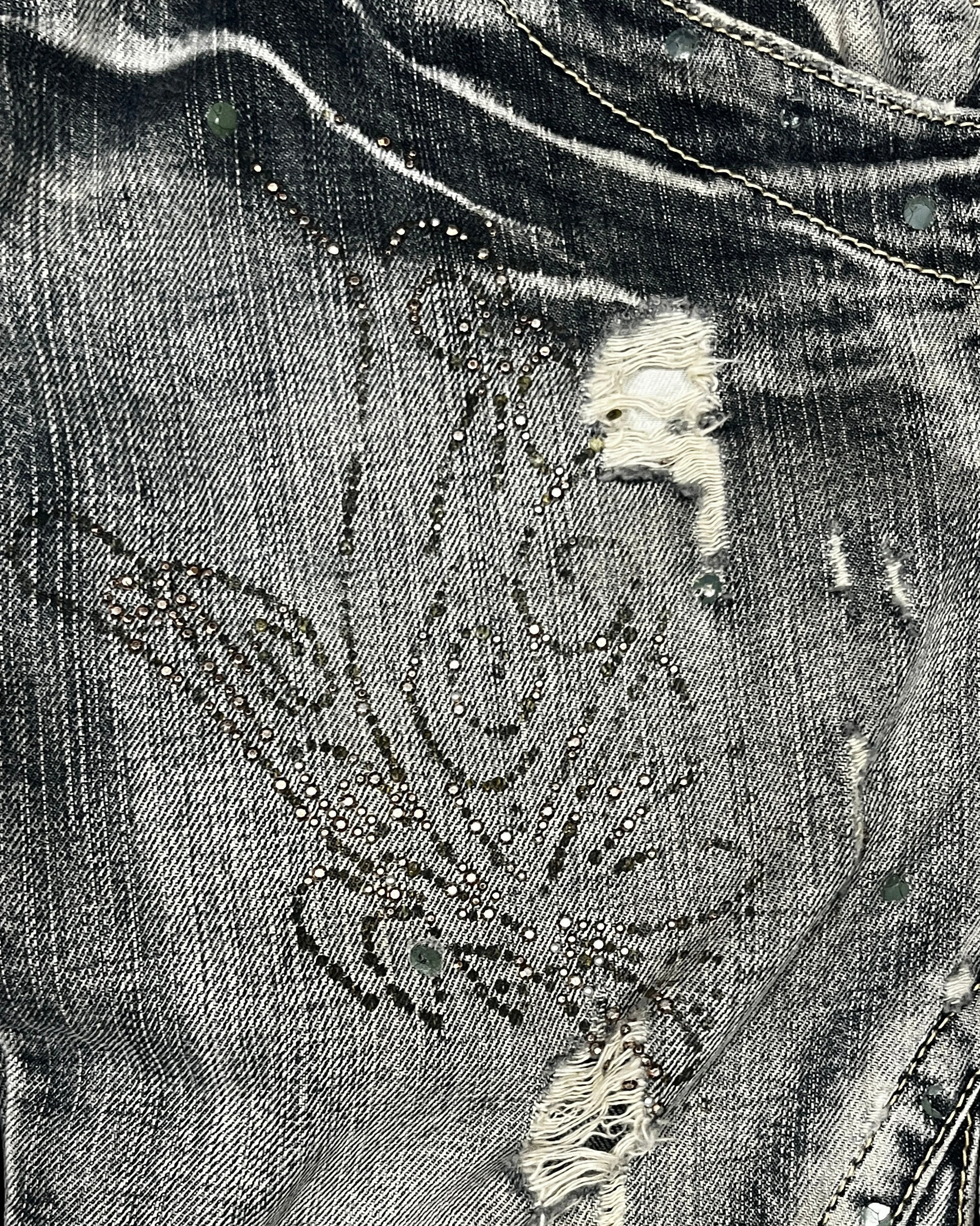 High Quality Paint Spatter Stacked Jeans For Women Vintage Durable Denim Fabric Semi Flare Stacked Pants