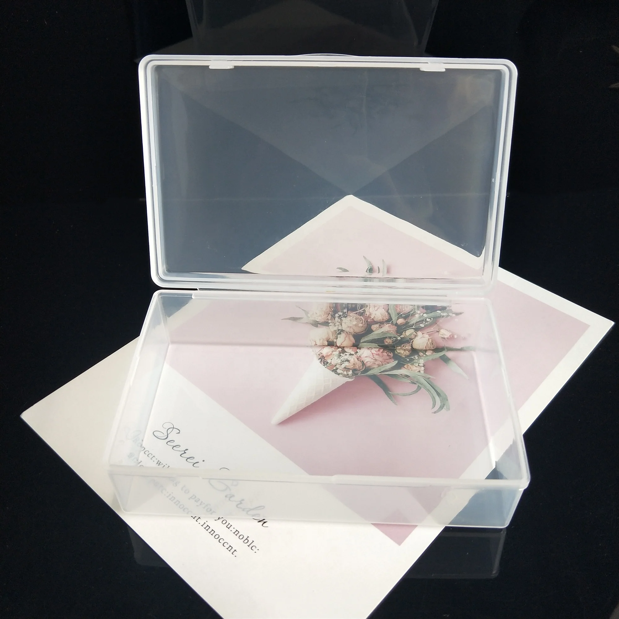 Injection Moulded Simple Clear Hinged Hard Plastic Container with Cover