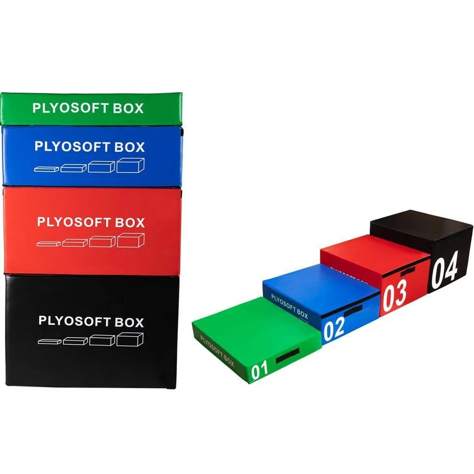 Fitness Plyometric 4 in1 Jump Box Anti Slip PVC Heavy EPE Foam Stackable Soft Plyo Box Set
