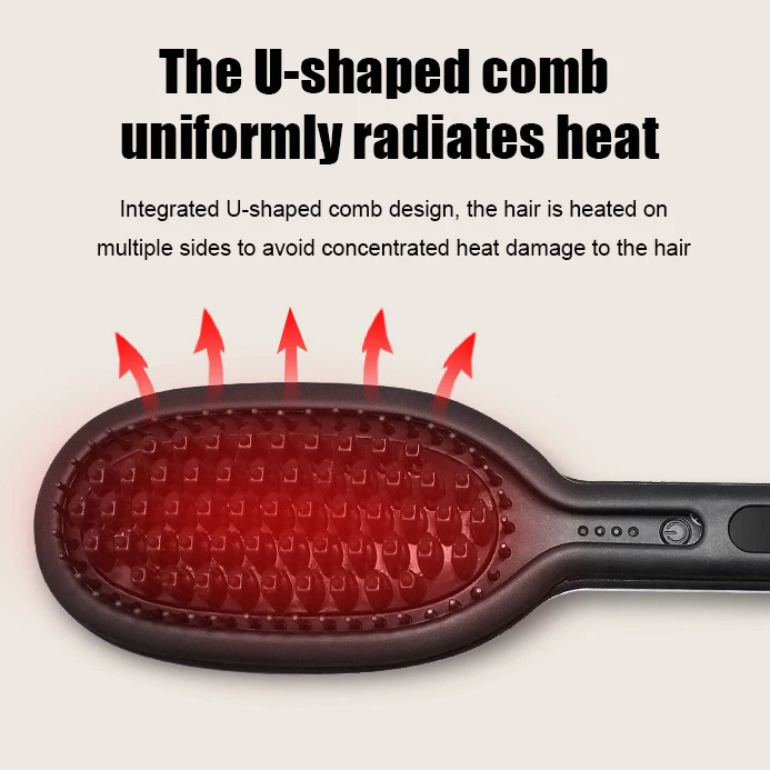 Professional Flat Iron 2 in 1 LCD Display Hair Straightener Multifunctional Titanium Hair Straightener Comb Curling Iron Brush
