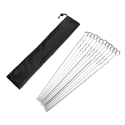 Camping bbq 9pcs reusable vegetable beef sticks metal chicken skewers for party