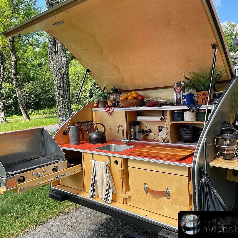 Luxury Mini Off-Road Teardrop Travel Trailer 4x4 Double Bed Teardrop Camper for Camping