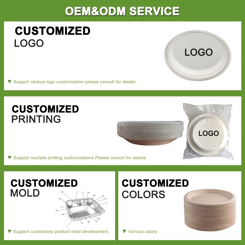 Wholesale 100% Compostable Dessert Pulp Paper Plates Party Dinner Birthday Round Paper Tray Disposable