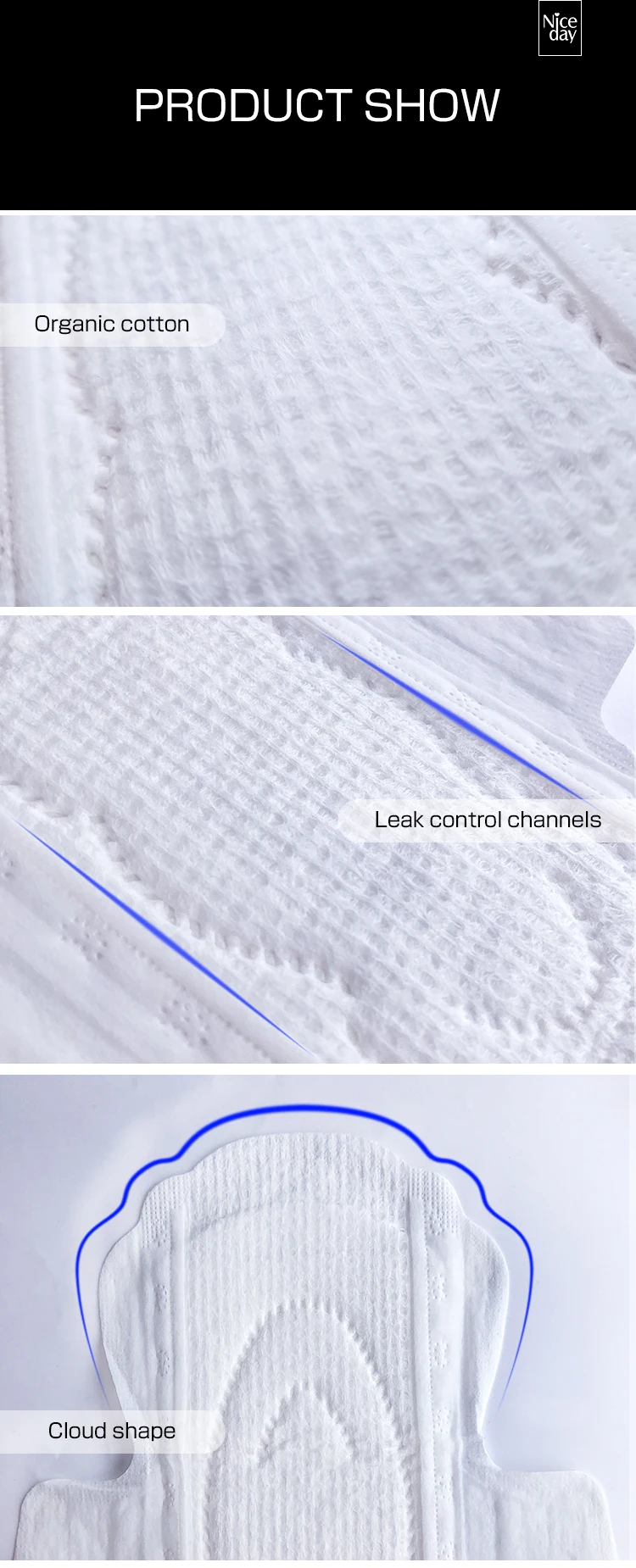 High Quality women sanitary napkin Disposable organic cotton pads  Free Samples Sanitary hot sale in Korean  32B