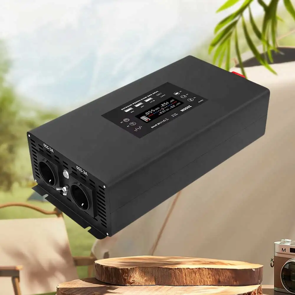 OSWELL 2000W(Peak 4400W) Power Pure Sine  inverter  12V or 24V to AC 110V 220V Converter Supply for RV Home Car Use