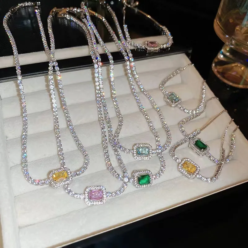 2023 New High Quality Shiny Zircon Designer Luxury Earring Necklace Women Jewelry Sets