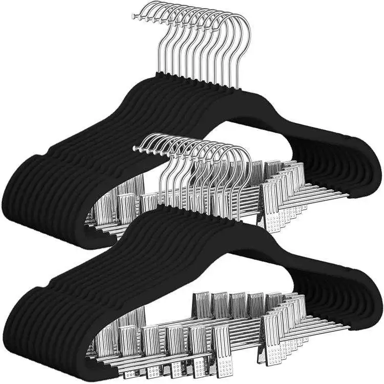 Wholesale custom non-slip rotary hook black pants multifunctional hot sell Amazon velvet hangers