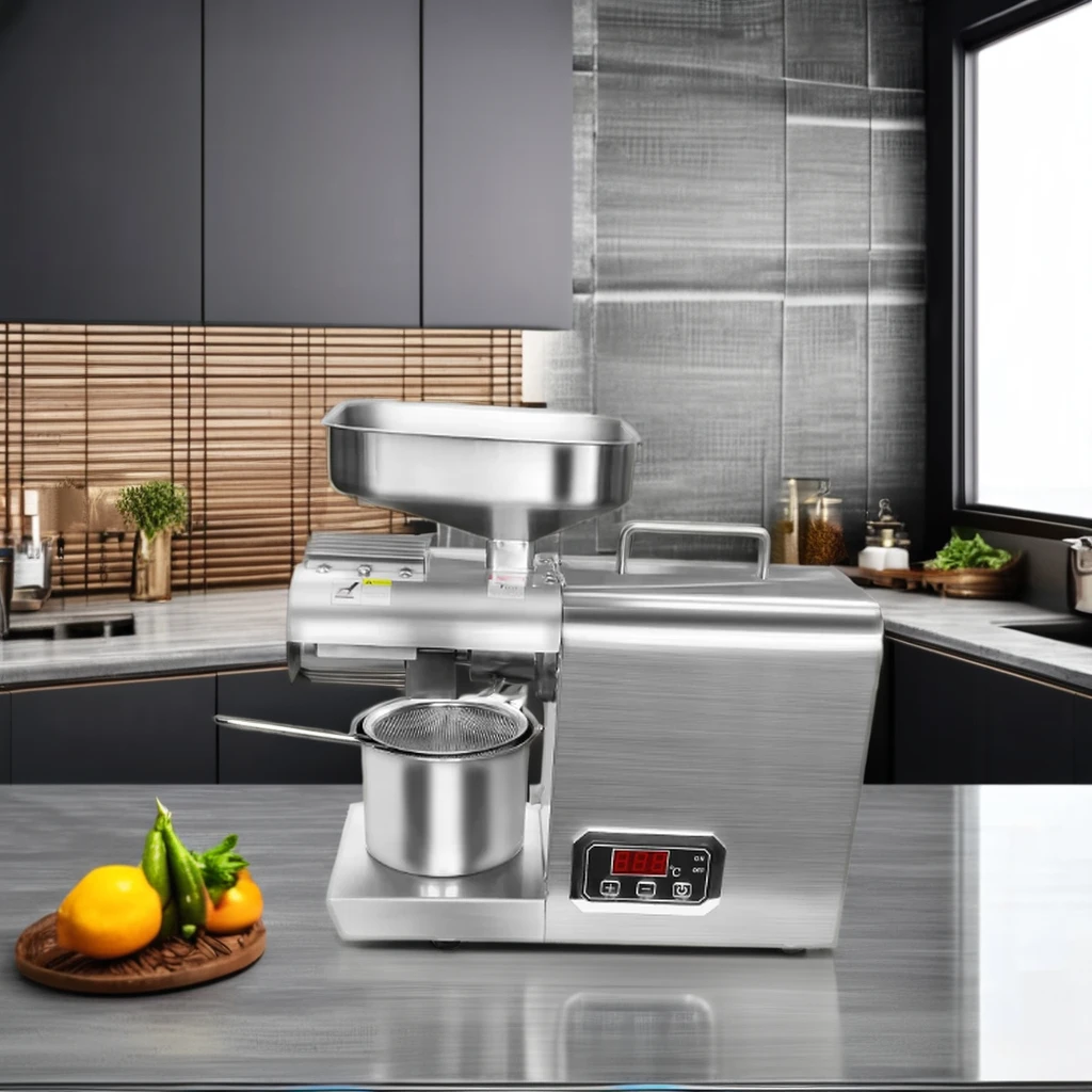 MJ Mini Automatic Steel Screw Oil Pressers Small Home use Sesame Coconut Peanut Oil Extractor Seed Cold Oil Press Machine 508T