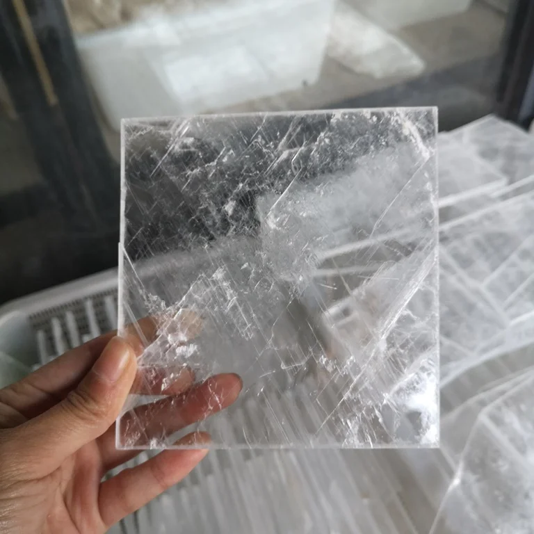 High Quality Natural Rough Selenite Stone Healing Clear Gypsum Selenite Plate