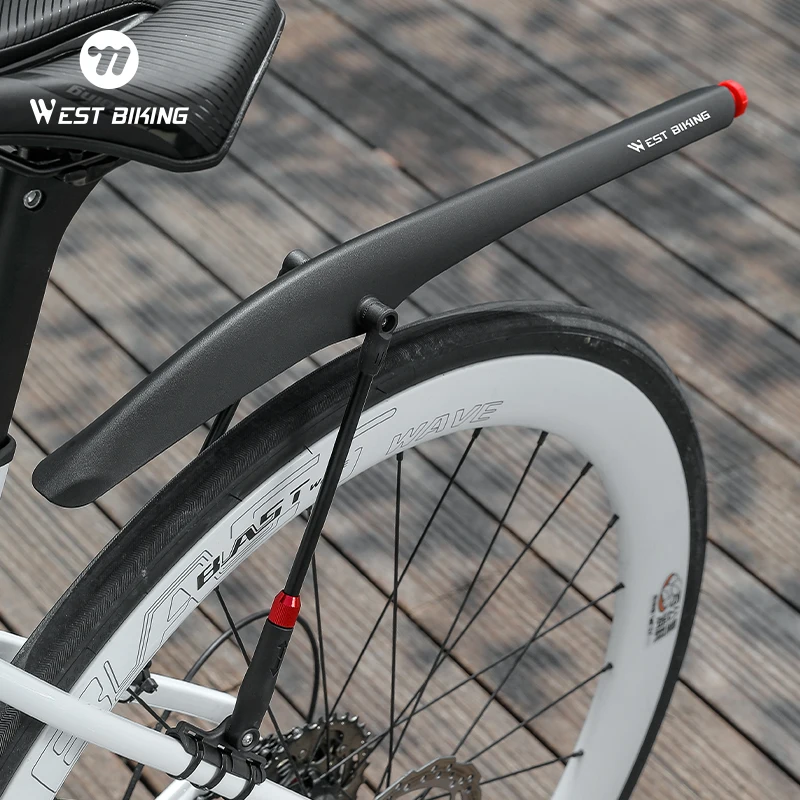 WEST BIKING Bike Front Rear Fenders Bicycle Mudguard Quick Release Design Adjustable Mudguard With Light Road Bike Mudguard