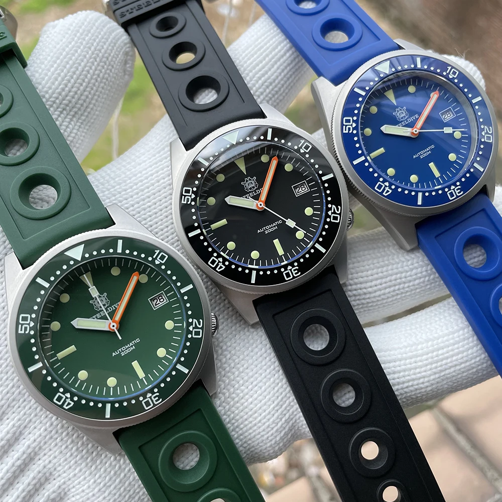 Factory Price! SD1979 Black Dial Steeldive Brand Stainless Steel High Quality 20ATM Waterproof Diving Watch with Sapphire glass