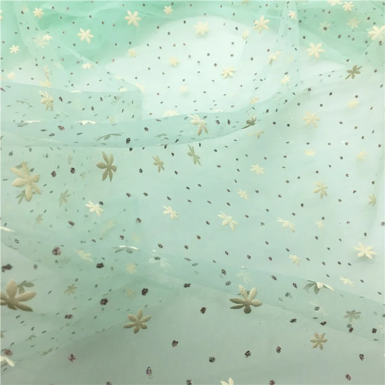 New sequin bead lace fabric Breathable small mesh fabric in the shape of sequins and snowflakes
