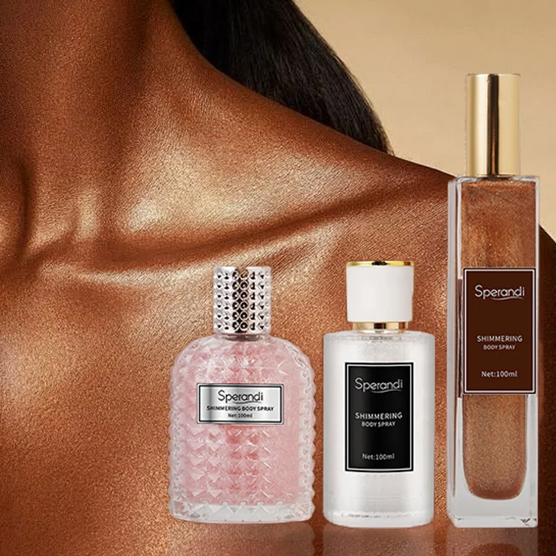 120Ml Glass Bottle Shiny Spray Water Proof Moisturizing Perfume Bronzer Highlight Body Shimmer Glitter For Body