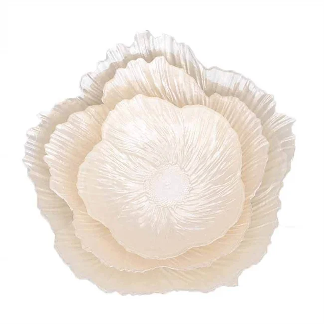 fancy flower shaped glass charger plate raiwbow colored dinner plates decorative charger plates