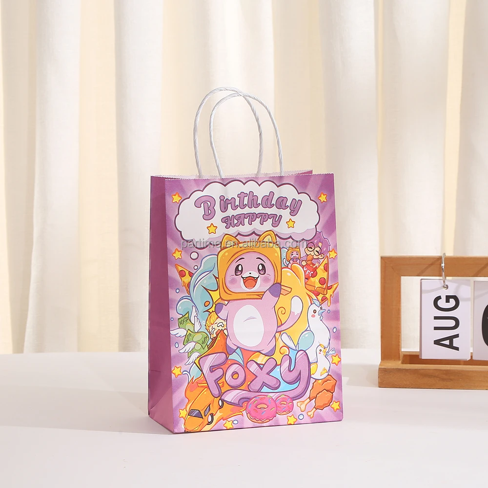 Cartoon Fox Theme Party Paper Gift Bag Box Birthday Party Decoration Paper Gift Bag Customized Service
